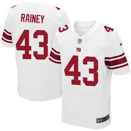 Men's Elite Bobby Rainey Nike Jersey White Road - #43 NFL New York Giants